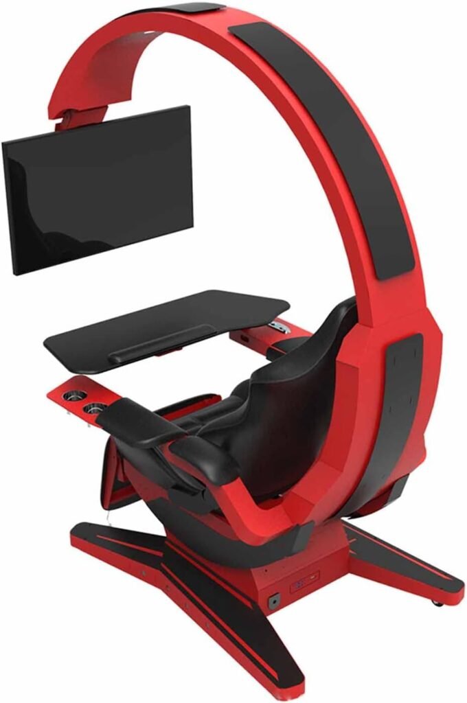 Comfortable Ergonomics Gaming Chair Gaming Ergonomic Computer Cockpit Chair with Zero-Gravity Comfortable Racing Simulator Game Chair with Zero Gravity Massage Gaming Chair with Angle Adjustment Red (