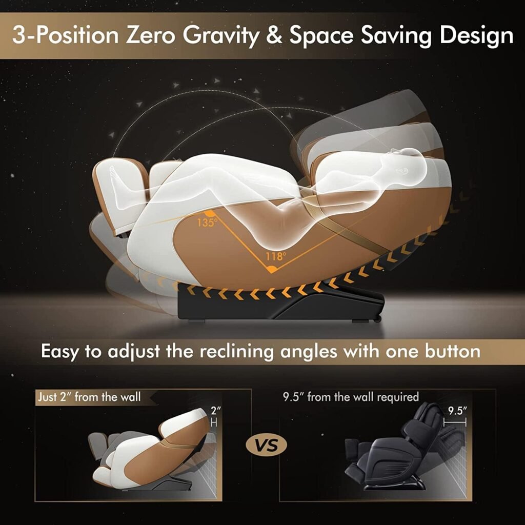 COSTWAY Massage Chair, Full Body Zero Gravity Massage Recliner with 12 Auto Modes, 53-Inch SL Track, 28 Airbags, Thai Stretch, Bluetooth Speaker, Foot Roller, Heat Therapy, Space-Saving, Brown COSTWAY Massage Chair, Full Body Zero Gravity Massage Recliner with 12 Auto Modes, 53-Inch SL Track, 28 Airbags, Thai Stretch, Bluetooth Speaker, Foot Roller, Heat Therapy, Space-Saving, Brown