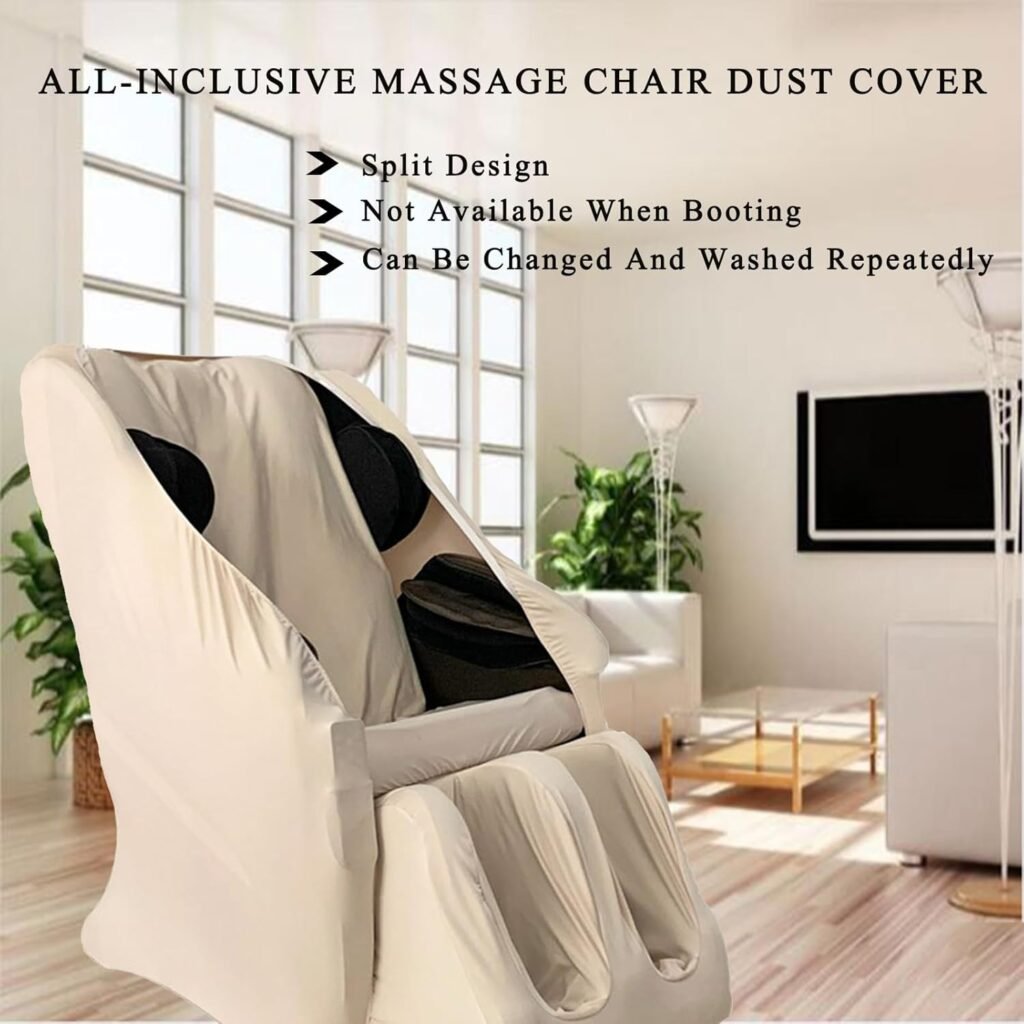 Dustproof Massage Chair Cover, Full Body Shiatsu Zero Gravity Chair Covers, Fits Most Brands of Massage Chairs, Khaki (Washable),Conjoined feet Cover