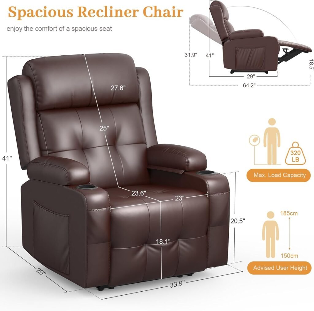 Electric Power Oversized Recliner Chair With Heat And Back Massage Extra Wide Seat Reclining Chair Infinite Position Wit 5 1024x1012