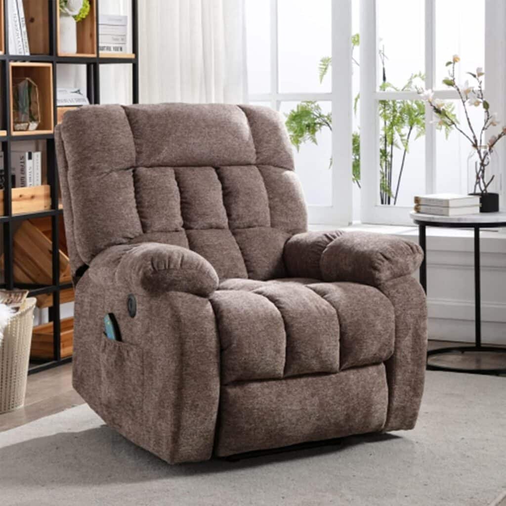 Electric Recliner Heated Chair Ergonomic Indoor Chair Massage Recliner Chair Home Theater Recliner Chair with Heat Rocker Recliner with Heated Massage Lounge Swivel Cup Holder for Living Room