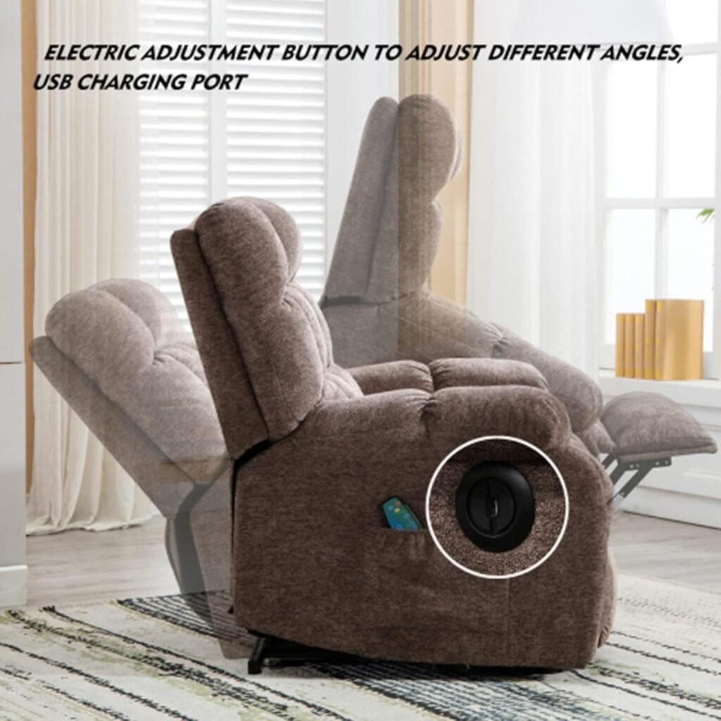 Electric Recliner Heated Chair Ergonomic Indoor Chair Massage Recliner Chair Home Theater Recliner Chair with Heat Rocker Recliner with Heated Massage Lounge Swivel Cup Holder for Living Room