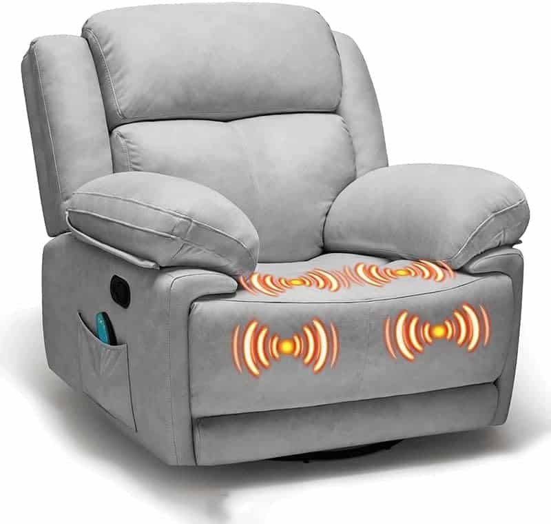 Fabric Electric Power Recliner Chairs Oversized Swivel Rocker Recliner Sofa Living Room Bedroom Massage Recliner Chairs 360° Swivel Large Single Sofa for Adults