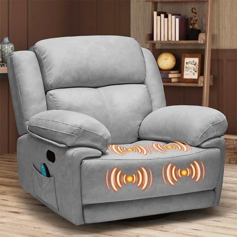 Fabric Electric Power Recliner Chairs Oversized Swivel Rocker Recliner Sofa Living Room Bedroom Massage Recliner Chairs 360° Swivel Large Single Sofa for Adults