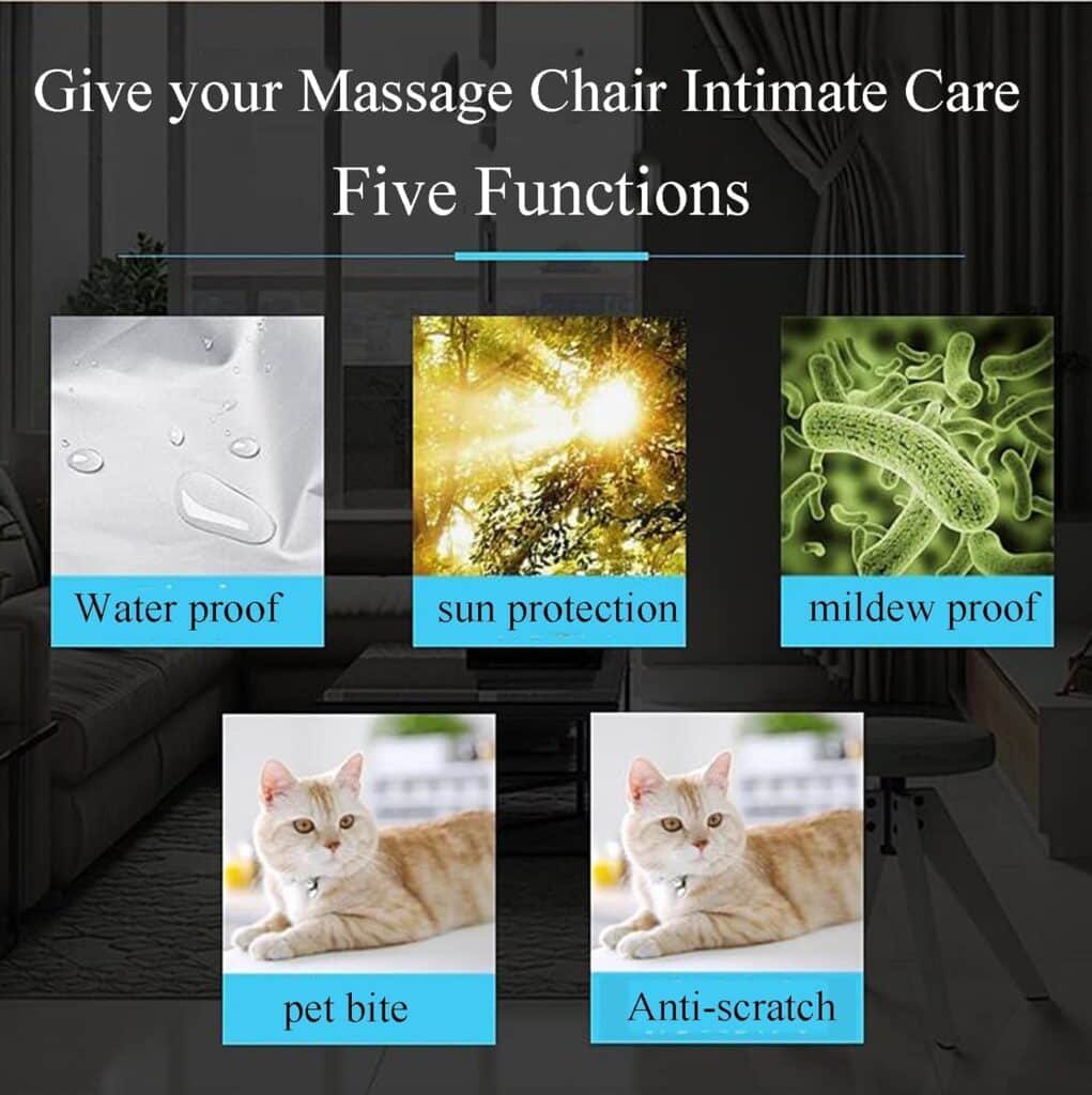 FBKPHSS Full Body Shiatsu Massage Chair Cover, Waterproof Massage Chair Cover All-Inclusive Nano Aluminum Film + Cotton Recliner Chair Cover with Storage Bag,Silver,135 * 80 * 125cm