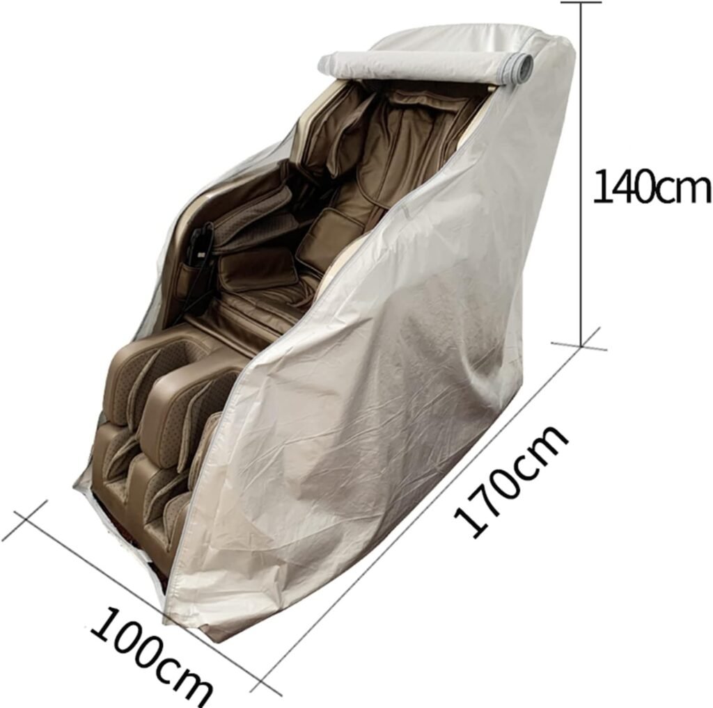 FBKPHSS Full Body Shiatsu Massage Chair Cover, Zero Gravity Recliner Chair Protector Cover Sunscreen Aluminum Film Material with Zipper Dust-Proof Cover,Silver,140 * 170 * 100cm