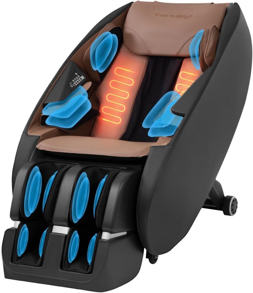 FDW Shiatsu Massage Chairs Full Body and Recliner Zero Gravity Massage Chair Electric with Built-in Heart Foot Roller Air Massage Easy to Move for Home Office,Black