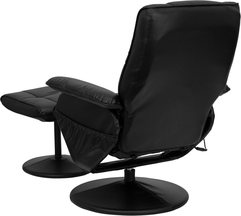 Flash Furniture Hall Massaging Heat Controlled Adjustable Recliner And Ottoman With Wrapped Base In Black Leathersoft 3 1024x920