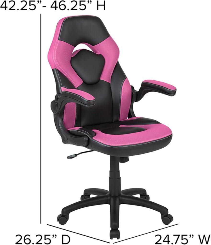 Flash Furniture X10 Gaming Chair Racing Office Ergonomic Computer PC Adjustable Swivel Chair with Flip-up Arms, Purple/Black LeatherSoft
