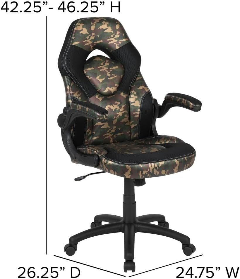 Flash Furniture X10 Gaming Chair Racing Office Ergonomic Computer PC Adjustable Swivel Chair with Flip-up Arms, Purple/Black LeatherSoft