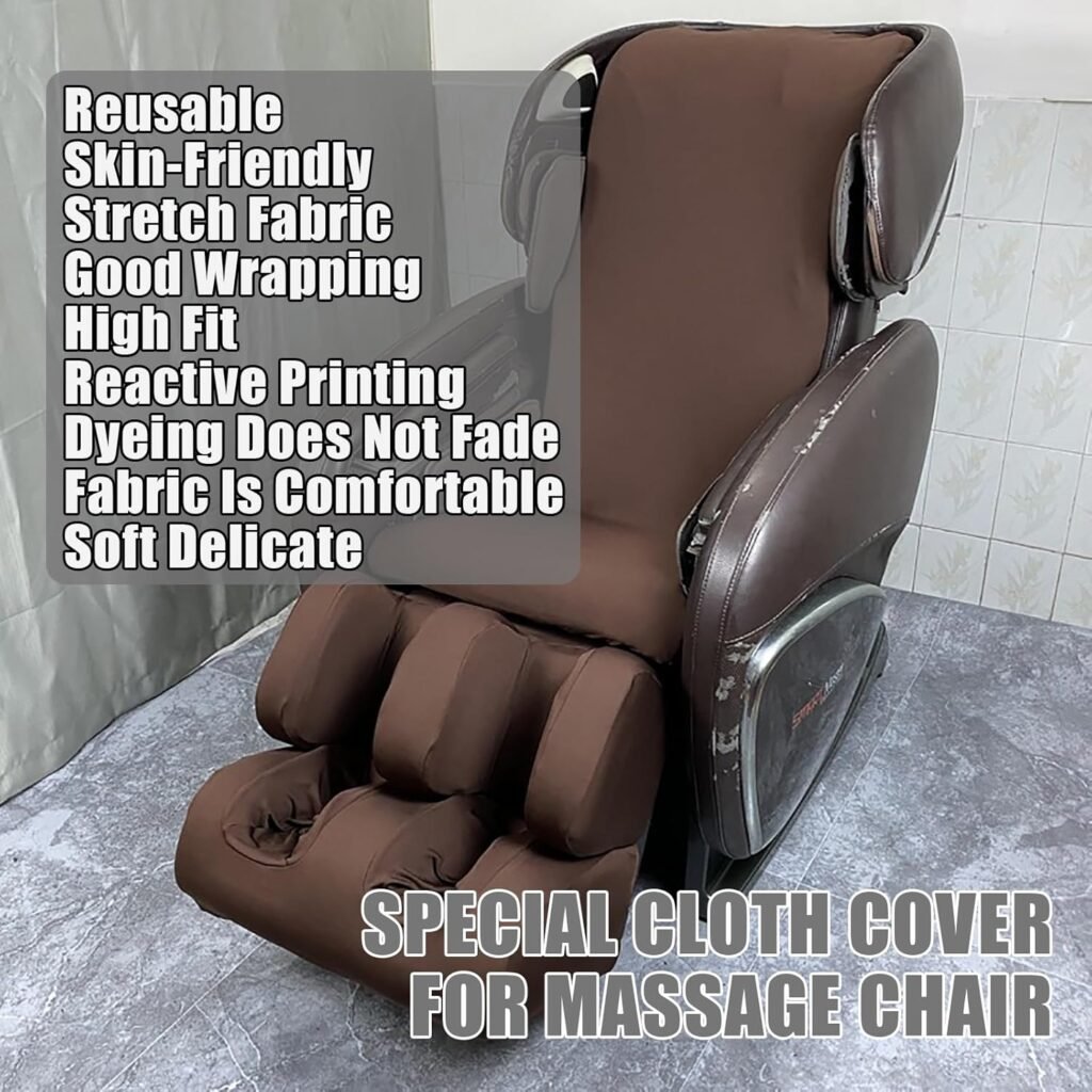 Full Body Shiatsu Massage Chair Cover, Zero Gravity Massage Chair Recliner Cover, Washable Sweat-Resistant Stretch Fabric Sofa Covers, Body+Foot+External Cover,A,Wrap Style