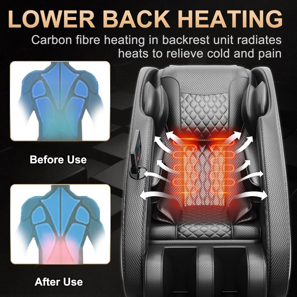 GOWE Massage Chair Blue-Tooth Connection and Speaker, Easy to Use at Home and in The Office and Recliner with Zero Gravity with Full Body Air Pressure, 001, 50D x 26W x 40H in, Black3