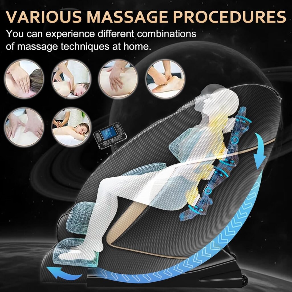 GOWE Massage Chair Blue-Tooth Connection and Speaker, Easy to Use at Home and in The Office and Recliner with Zero Gravity with Full Body Air Pressure, 001, 50D x 26W x 40H in, Black3