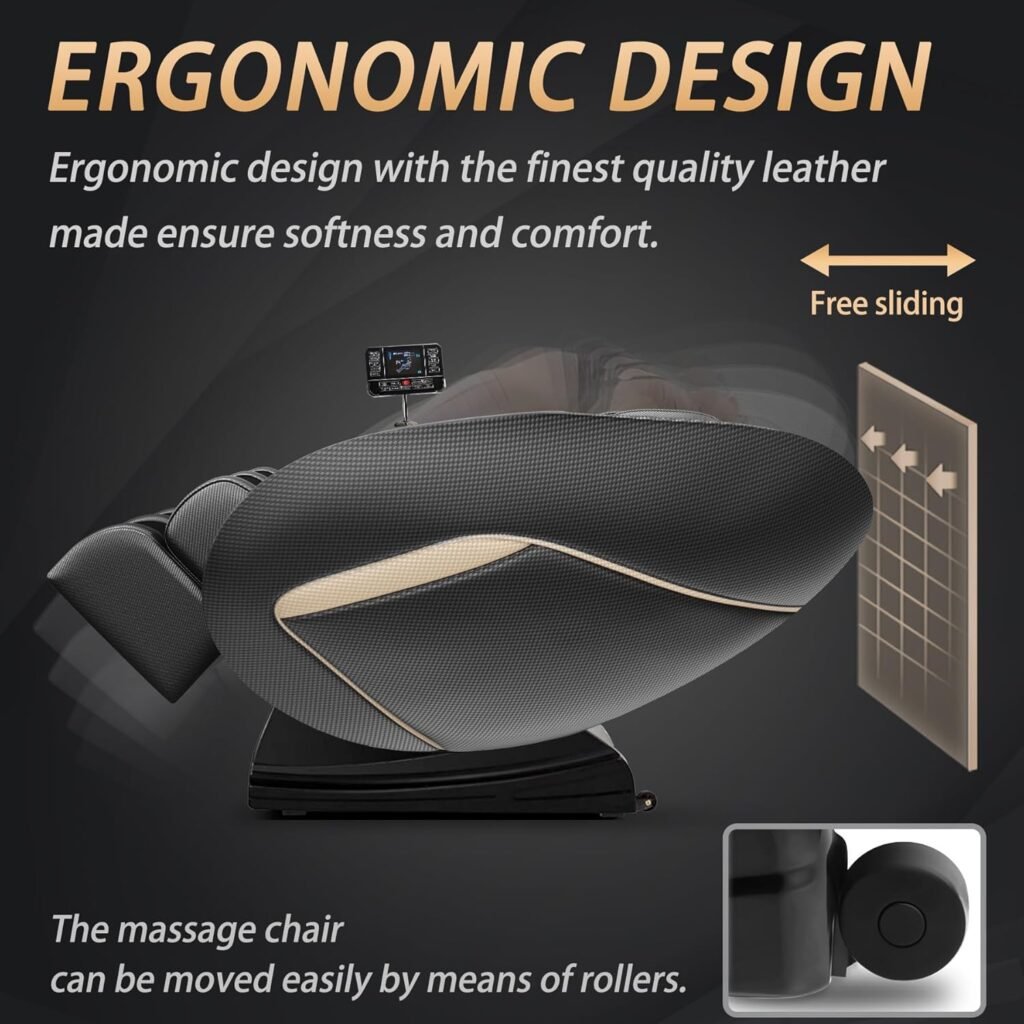 GOWE Massage Chair Blue-Tooth Connection and Speaker, Easy to Use at Home and in The Office and Recliner with Zero Gravity with Full Body Air Pressure, 001, 50D x 26W x 40H in, Black3