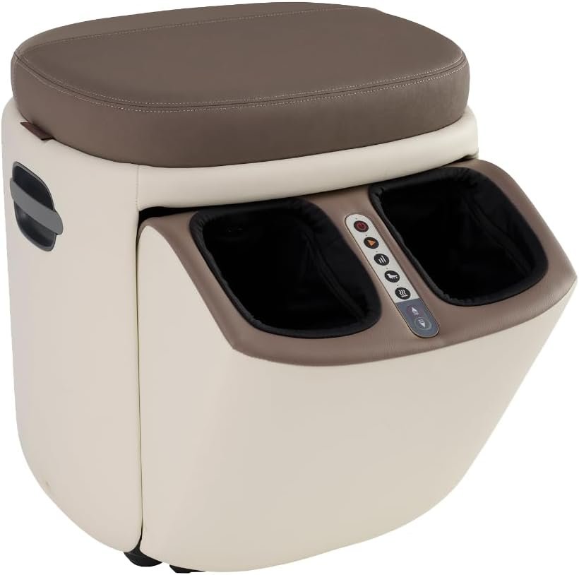 Human Touch Reveal Ottoman Massager - Air Compression Foot Massager with Heat for Stress  Plantar Fasciitis  Circulation Support - Programmed with 3 Auto-Massage Patterns and 3 Intensities