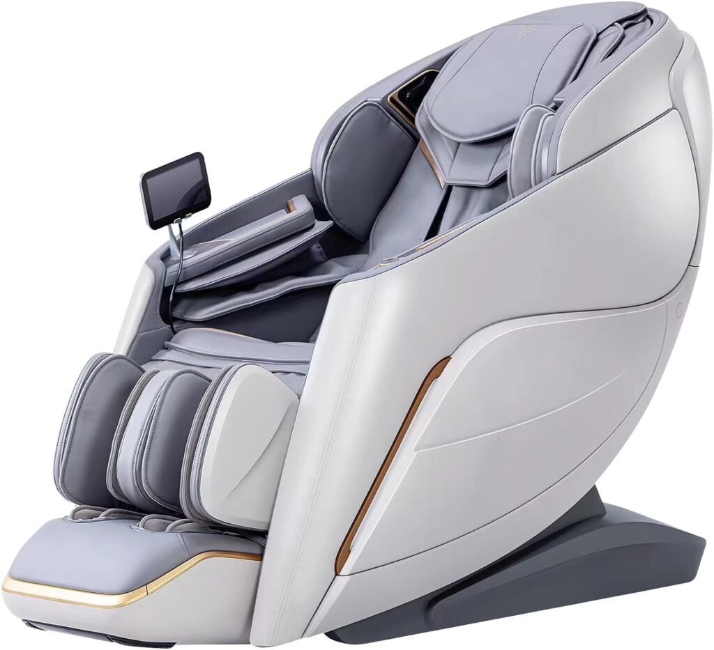 iRest 2023 4D Massage Chair Recliner System, Zero Gravity Shiatsu Massager with AI Voice Control, SL Track, Heating, Touch Screen, Quick Access Buttons (Beige)