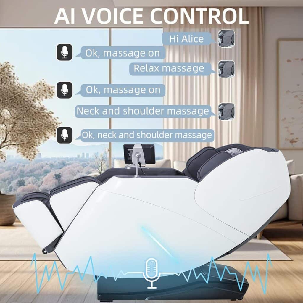 iRest 2024 Massage Chair - Full Body Relaxation with Yoga Stretching, Zero Gravity, SL Track, Foot Rollers, Airbags, Heating, and AI Voice Control (White)
