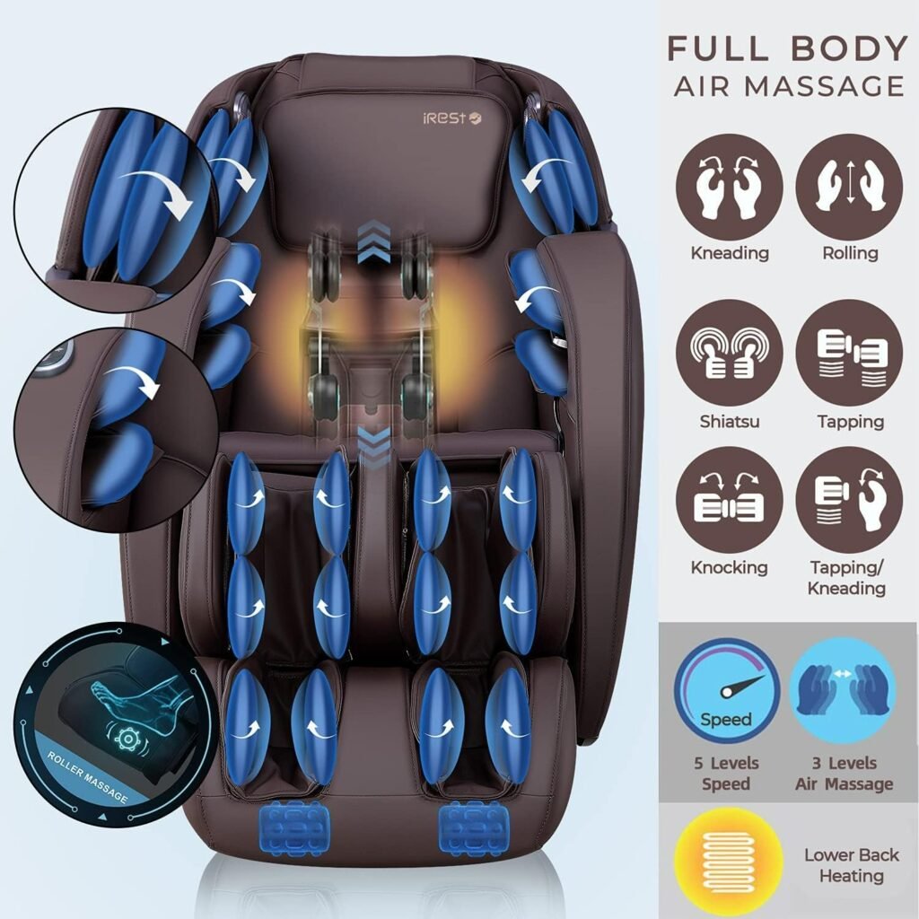 iRest 2024 SL Track A303 Massage Chair Recliner, Full Body Massage Chair with Zero Gravity, Airbags, Heating, and Foot Massage (Black)