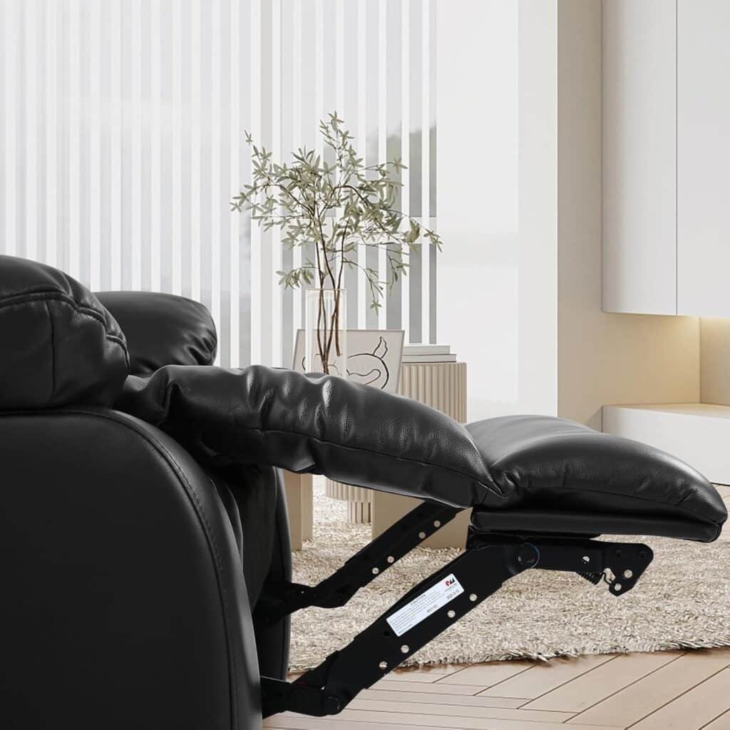 MAEVIS Power Recliner Chair, Lay Flat Sleeping Lift Chairs Recliner for Elderly with Heat and Massage,Comfy Real Breathable Leather Recliners with Dual OKIN Motor for Living Room (Black)