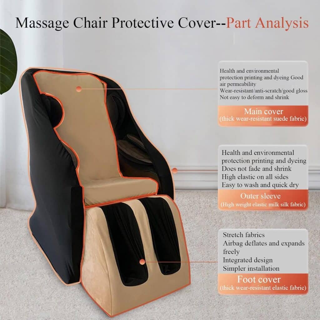 Massage Chair Cover Protector, Full Body Massage Chair Sofa Covers Thickened Wear-Resistant Fabric Massage Chair Covers for Chivas Regal Massage Chair,Gray,Package 1