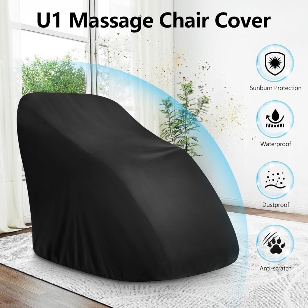 Massage Chair Cover Waterproof, Zero Gravity SL-Track Shiatsu Massage Recliner Chair with Body Scan, Airbags, Foot Rollers, Deep Yoga Stretch, Heating (U1-Black