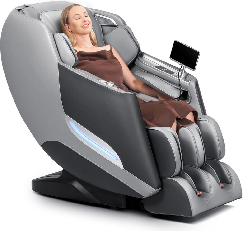 Massage Chair Full Body with Heat, Full Body Zero Gravity SL-Track Shiatsu Massage Chair, 3D Massage Chair with Foot Massage, Bluetooth, Wireless Phone Charger MU412 (Brown)