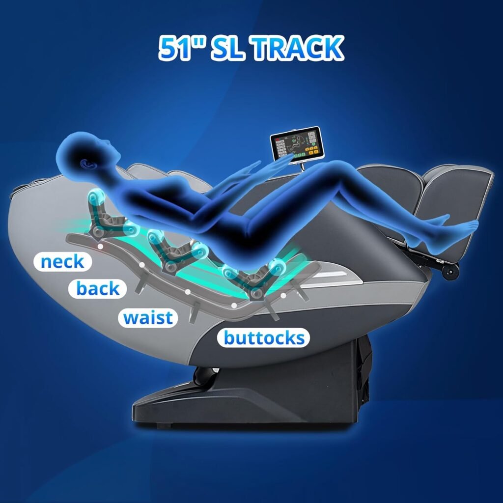 Massage Chair Full Body with Heat, Full Body Zero Gravity SL-Track Shiatsu Massage Chair, 3D Massage Chair with Foot Massage, Bluetooth, Wireless Phone Charger MU412 (Brown)