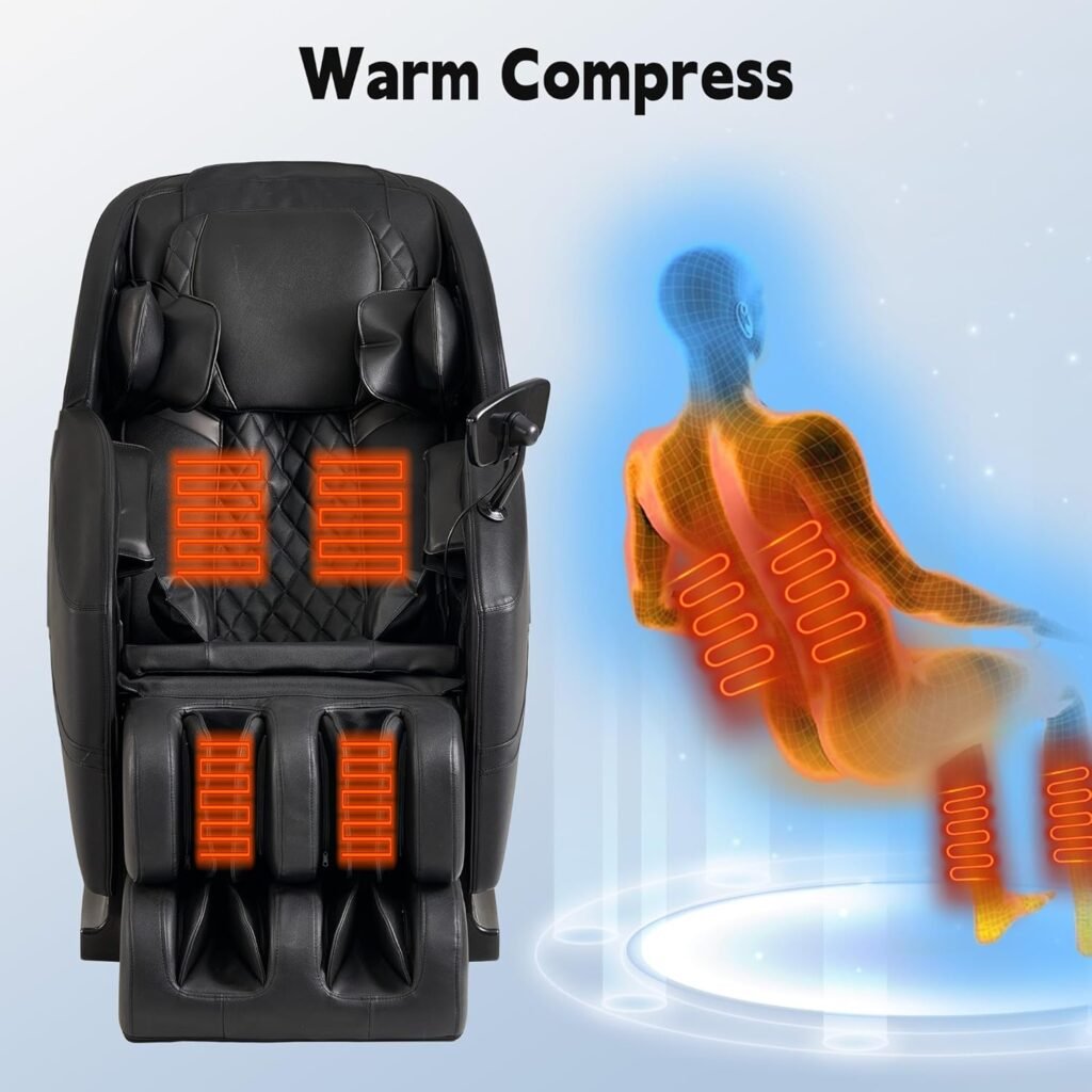 Massage Chair, Zero Gravity Full Body Extra Large Shiatsu Massage Chair w/ 14 Massage Points, Lumbar Calf Heating, 20 Auto Modes, Air Compression, Bluetooth Speaker, Touch Screen Controller