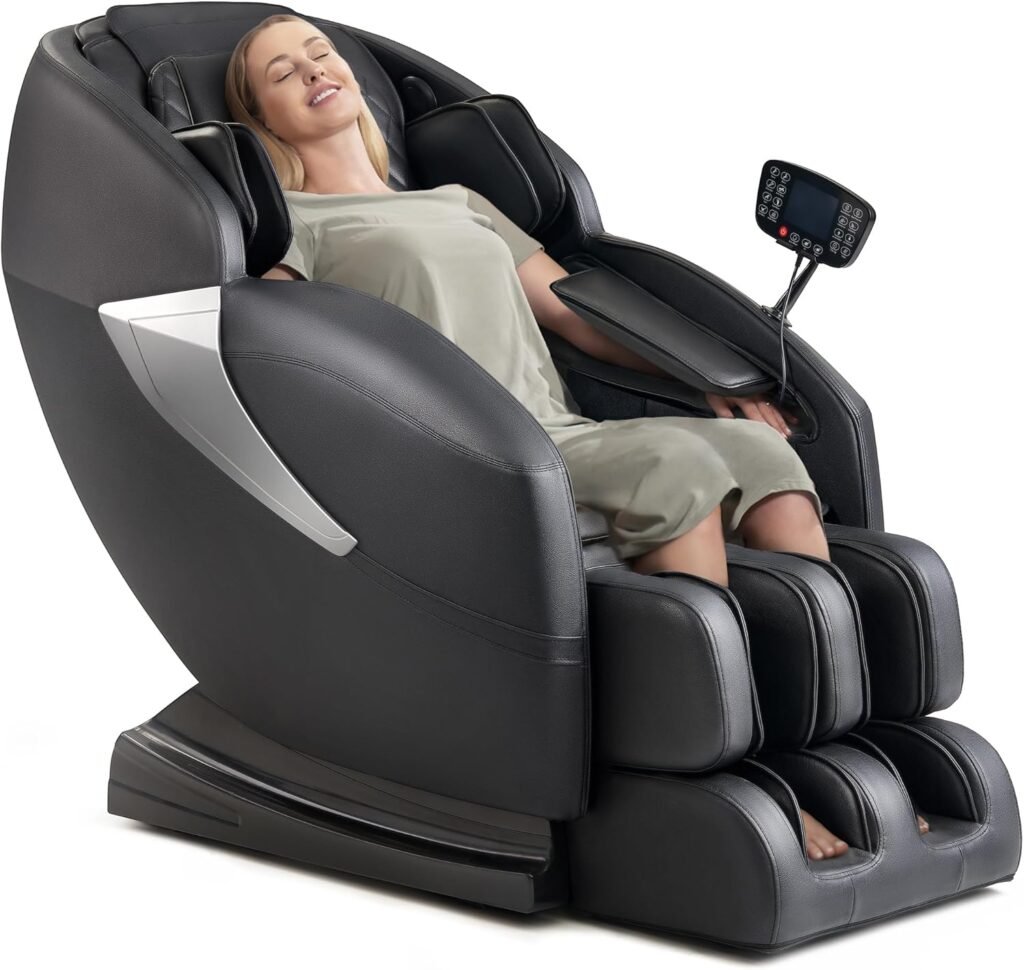 Massage Chair, Zero Gravity Shiatsu Massage Chair Full Body and Recliner with Fully Assembled, LCD Screen, Lower Back and Calf Heating, Air Compression, Black, MU-C211