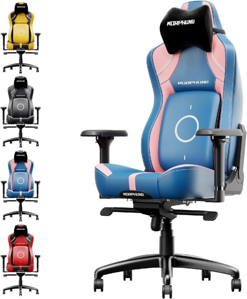 Morphling Ergonomic Gaming Chair - Red Computer Gaming Chair Best Adjustable PC Racing Chair Massage Comfortable Office Gaming Chair with Lumbar Support for Back Pain Heavy People