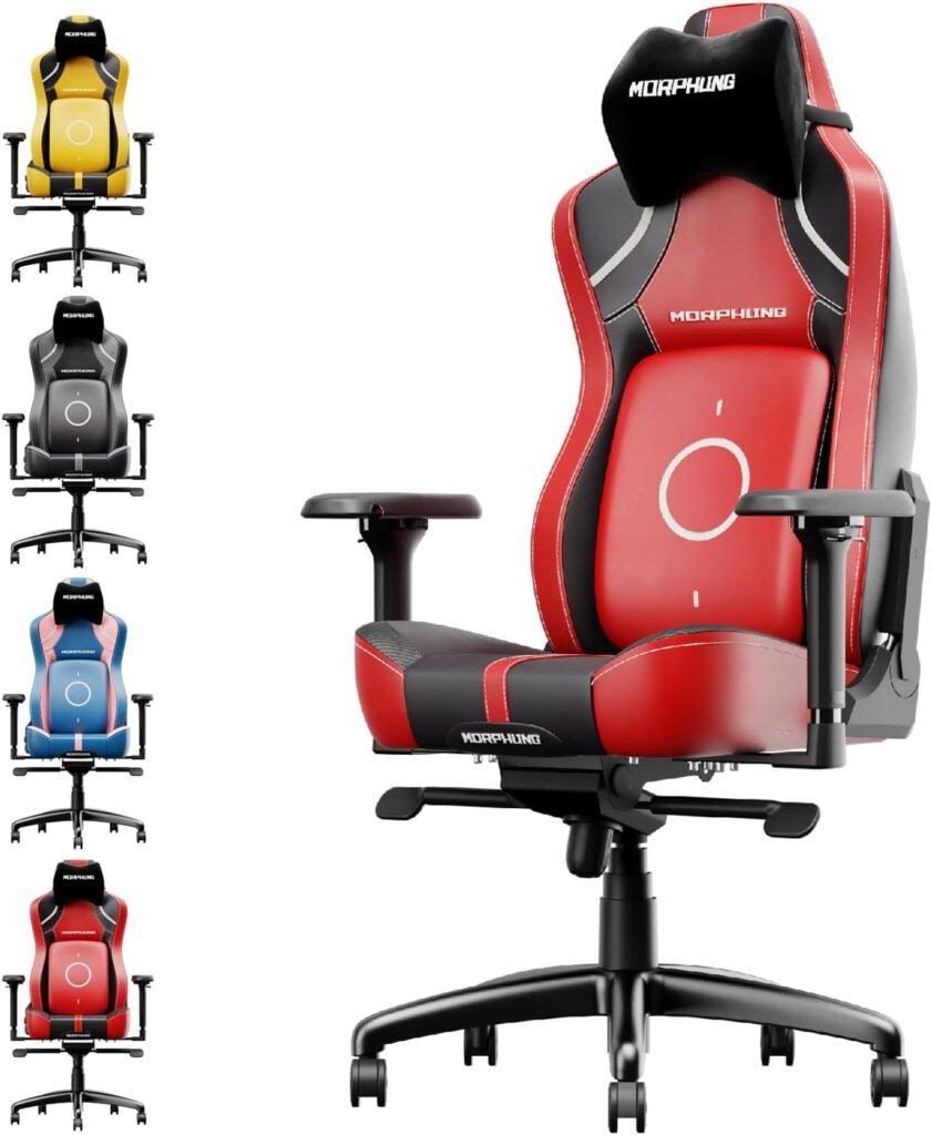 Morphling Ergonomic Gaming Chair - Red Computer Gaming Chair Best Adjustable PC Racing Chair Massage Comfortable Office Gaming Chair with Lumbar Support for Back Pain Heavy People