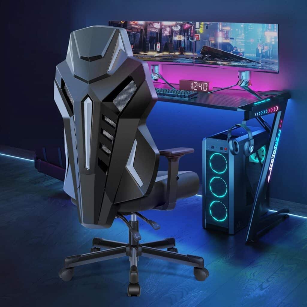 OneGame Video Gaming Chair, Breathable Computer Racing Style Swivel Chair Adjustable Backrest Ergonomic PC with Lumbar Support, Whiteblue