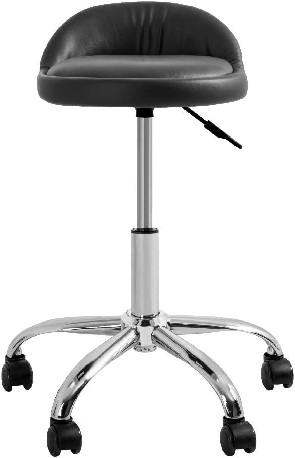 Osaki YK-9323 Stool with Adjustable Foot Rest Rolling Chair (Set of 2) (Black)