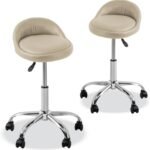Osaki Yk 9323 Stool With Adjustable Foot Rest Rolling Chair Set Of 2 Cream 150x150