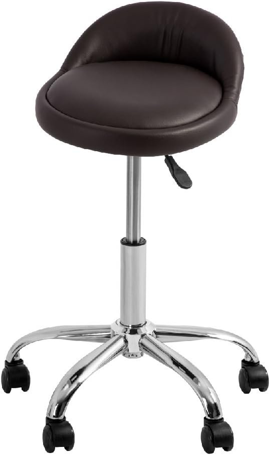 Osaki YK-9323 Stool with Adjustable Foot Rest Rolling Chair (Set of 2) (Dark Brown)