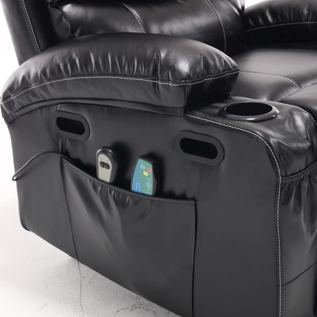 PHO_13VS3JEU Large Electric Power Lift Sofa for Elderly Living Room, 5 Modes, Reclining Chair with Vibration Massage and Heating Function, 21 Seat Width, One Size, Black