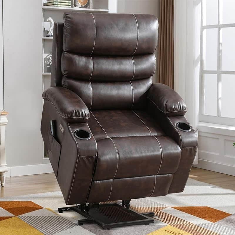PU Leather Power Lift Recliner Chair for Elderly, Massage and Heated Electric Recliner Chairs, Modern Home Theater Reclining Sofas for Living Room with Side Pockets, Cup Holders, USB Ports PU Leather Power Lift Recliner Chair for Elderly, Massage and Heated Electric Recliner Chairs, Modern Home Theater Reclining Sofas for Living Room with Side Pockets, Cup Holders, USB Ports