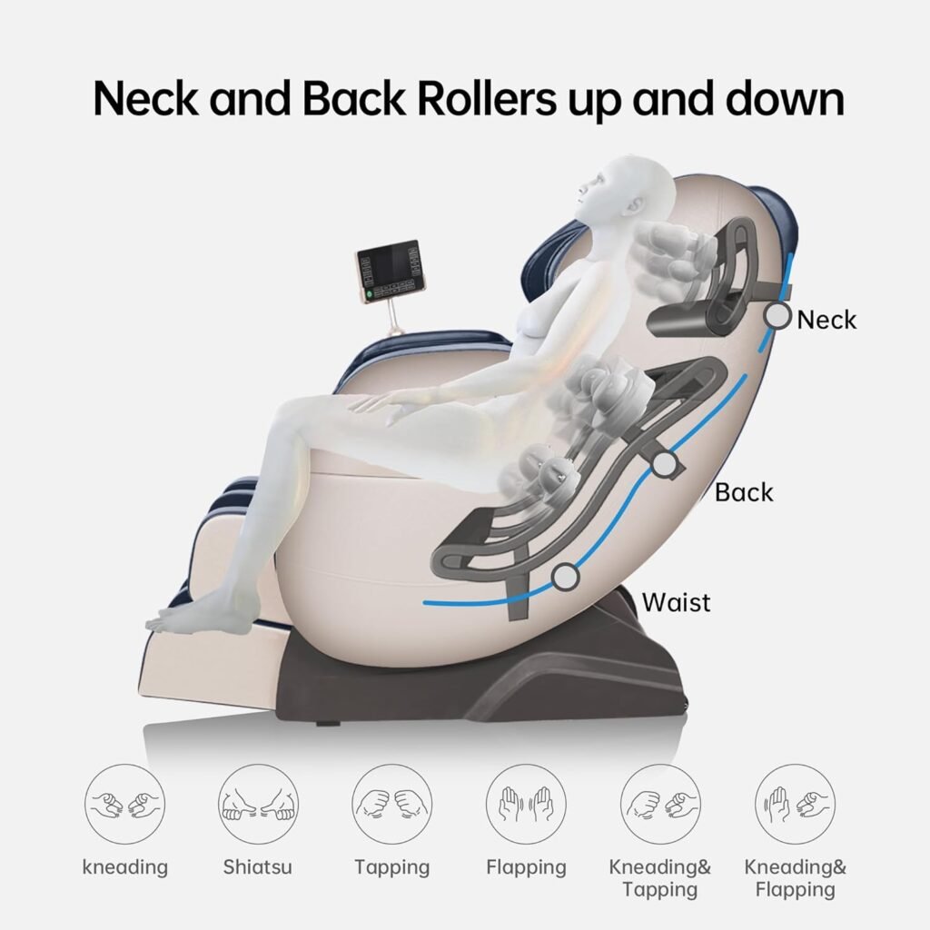 Real Relax 2024 Massage Chair, Full Body Airbag, Dual core S Track, Zero Gravity with App Control and Heat Function, Fit Office and Home, Black and Gold