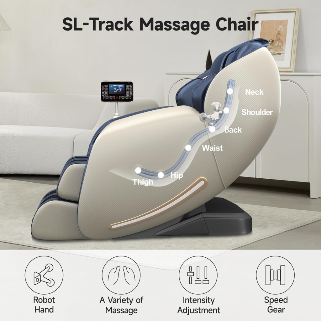 Real Relax Massage Chair FS01 Brown + Favor11 Brown + Favor-06 Blue