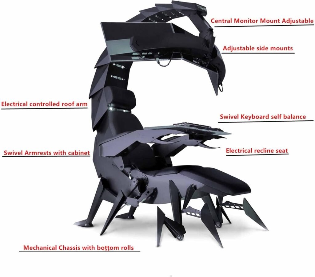 Simple and Modern Computer Chair Gaming Ergonomic Computer Cockpit Chair with Zero-Gravity Comfortable Racing Simulator Game Chair with Zero Gravity Independent Massage Gaming Chair Red (Color : Blac
