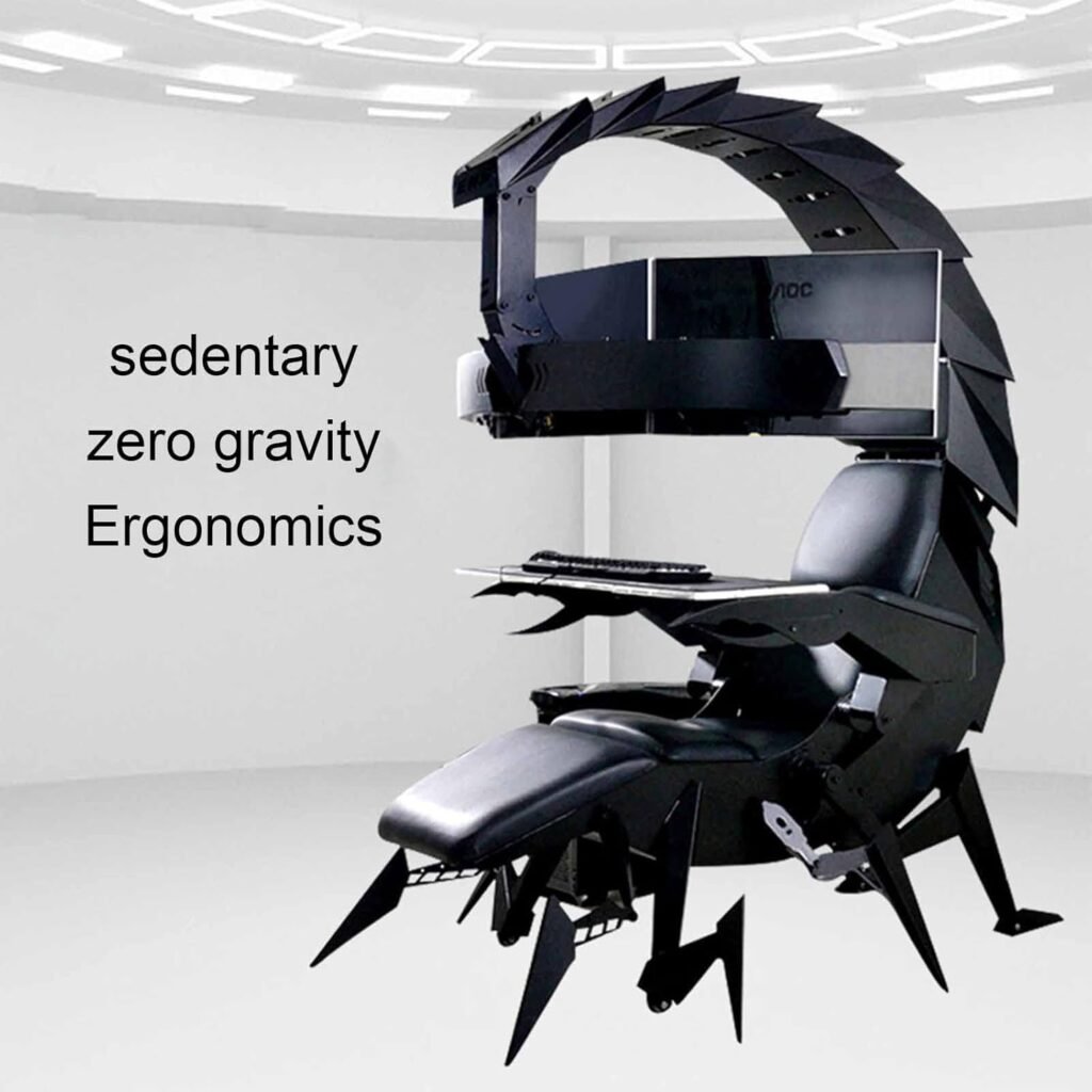 Simple and Modern Computer Chair Gaming Ergonomic Computer Cockpit Chair with Zero-Gravity Comfortable Racing Simulator Game Chair with Zero Gravity Independent Massage Gaming Chair Red (Color : Blac