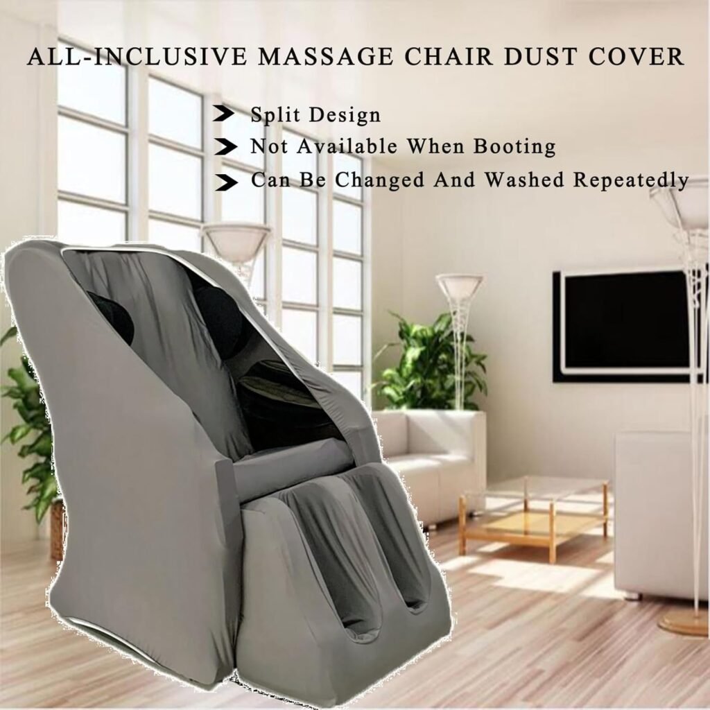 Single Recliner Chair Massage Chair Cover, Full Body Shiatsu Massage Chair Dustproof Protector Cover, Fits Most Brands of Massage Chairs, Grey,Package 1
