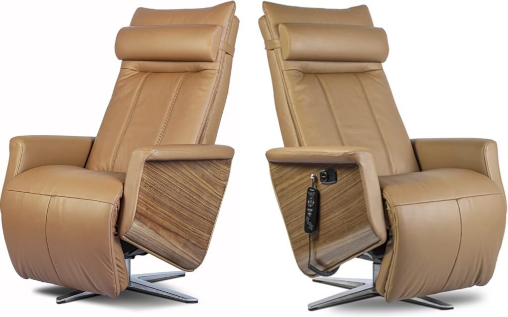 Svago SV500 Swivel Dual Power Infinite Position Zero Anti Gravity Recliner Chair with Heat and Air Massage - Toffee Top Grain Leather