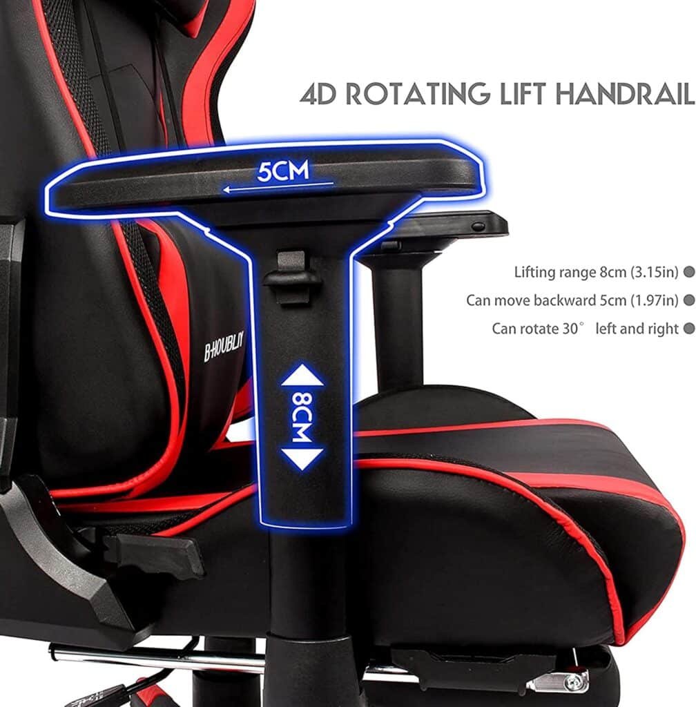 TBQATNTS 7-Point Massage Gaming Chair, Video Gaming Chair with Speakers and LED/RGB Lights, Ergonomic Computer Chair with Footrest and Lumbar Support, 180 Degree Tilt High Back Office Chair.,Black