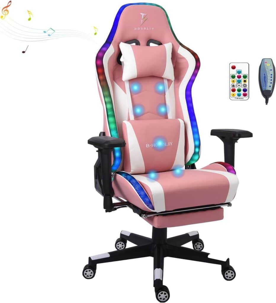 Tbqatnts 7 Point Massage Gaming Chair Video Gaming Chair With Speakers And Ledrgb Lights Ergonomic Computer Chair With F 3 932x1024