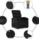 Vidaxl Black Faux Leather Power Lift Massage Recliner Elderly Assist Armchair With Vibration Massage Manual Recline And 1 3 150x150