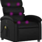 Vidaxl Massage Recliner Chair Black Faux Leather Manual Reclining Armchair With Vibration Side Pocket And Adjustable Com 150x150