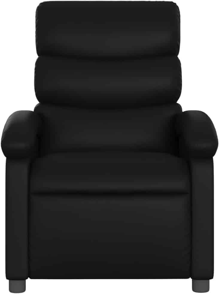 vidaXL Massage Recliner Chair-Black Faux Leather Manual Reclining Armchair with Vibration, Side Pocket and Adjustable Comfort