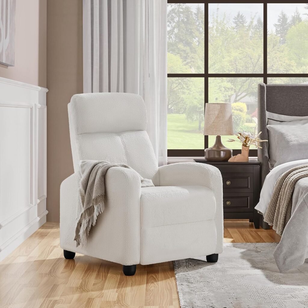 Yaheetech Recliner Chair PU Leather Recliner Sofa Home Theater Seating with Lumbar Support Overstuffed High-Density Sponge Push Back Recliners Armchair for Living Room