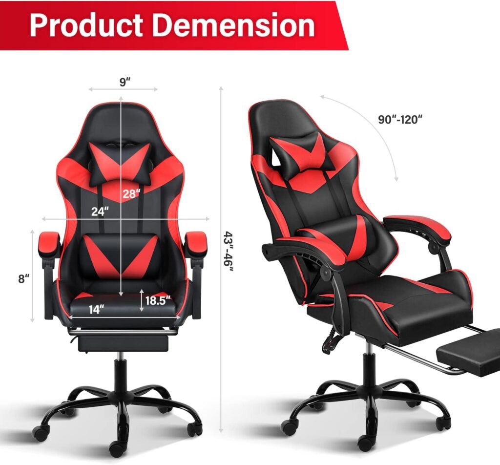 YSSOA Backrest and Seat Height Adjustable Swivel Recliner Racing Office Computer Ergonomic Video Game Chair